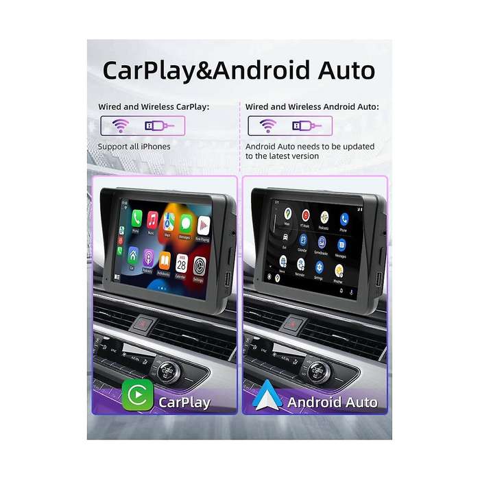 7Inch Car Radio with Dashcam, Dash Mount CarPlay & Android Auto, Car Stereo Bluetooth, Mirror Link