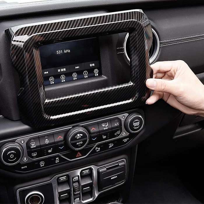 7-Inch Dashboard GPS Navigation Panel Frame Cover Trim ABS for 2018 2019 2020 2021 Wrangler JL JLU,