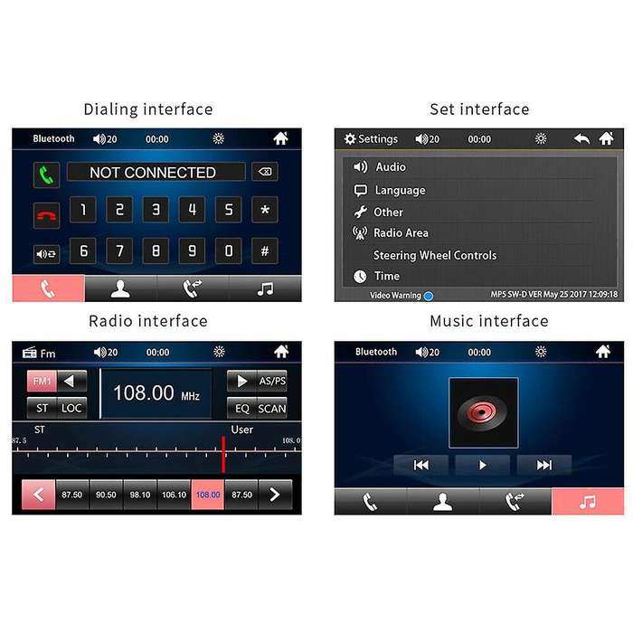 7Inch Double 2 DIN Car MP5 Player Bluetooth Press Screen Stereo GPS Navigation Radio with Rear View