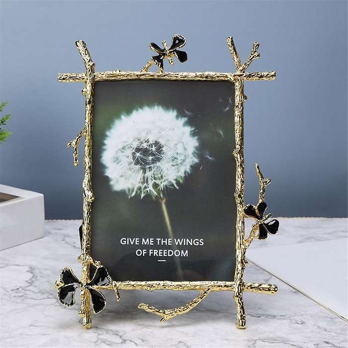 7inch Nordic Vintage Metal Butterfly Photo Frame Family Portrait Nightstand Desktop Square Gold Pict