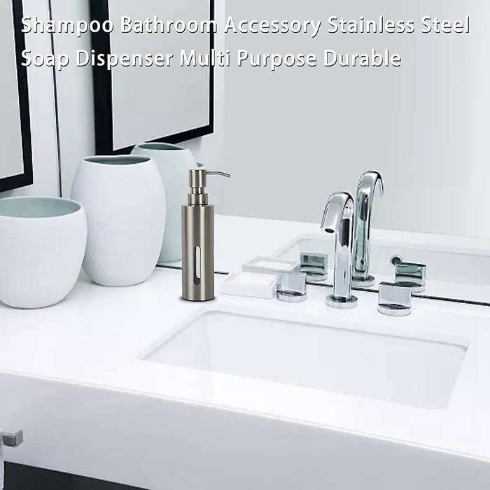7oz Pump Dispenser for Bathroom, Stainless Steel Dish Soap Dispenser for Kitchen, Rustproof Liquid