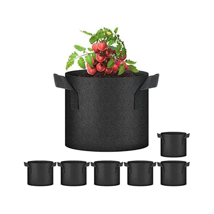 7-pack 7 Gallon Grow Bags, Aeration Nonwoven Fabric Plant Pots with Handles, Heavy Duty Gardening P
