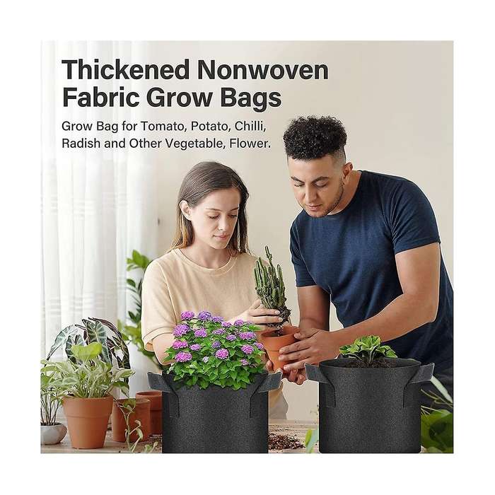 7-pack 7 Gallon Grow Bags, Aeration Nonwoven Fabric Plant Pots with Handles, Heavy Duty Gardening P