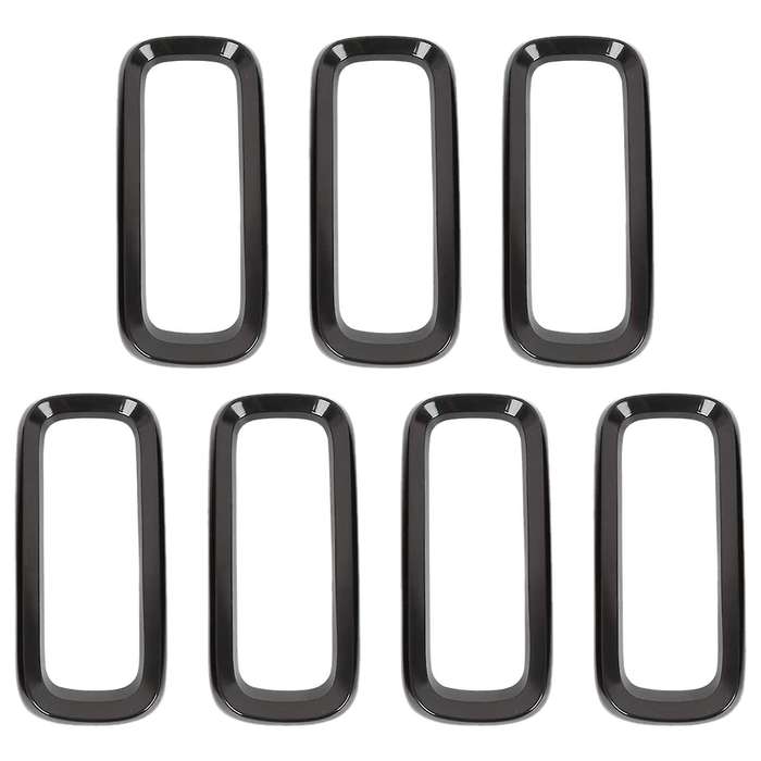 7Pcs Bright black without Mesh Front Grille Inserts Sticky Grill Cover Frame Trims Kit for 2015-2018