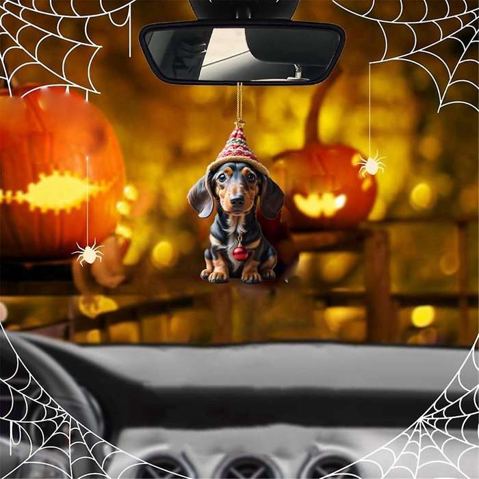 7PCS 3D Dog Pendant Decorative Hanging Ornaments for Tree Car Backpacks DIY Funny Dog Printing Acryl