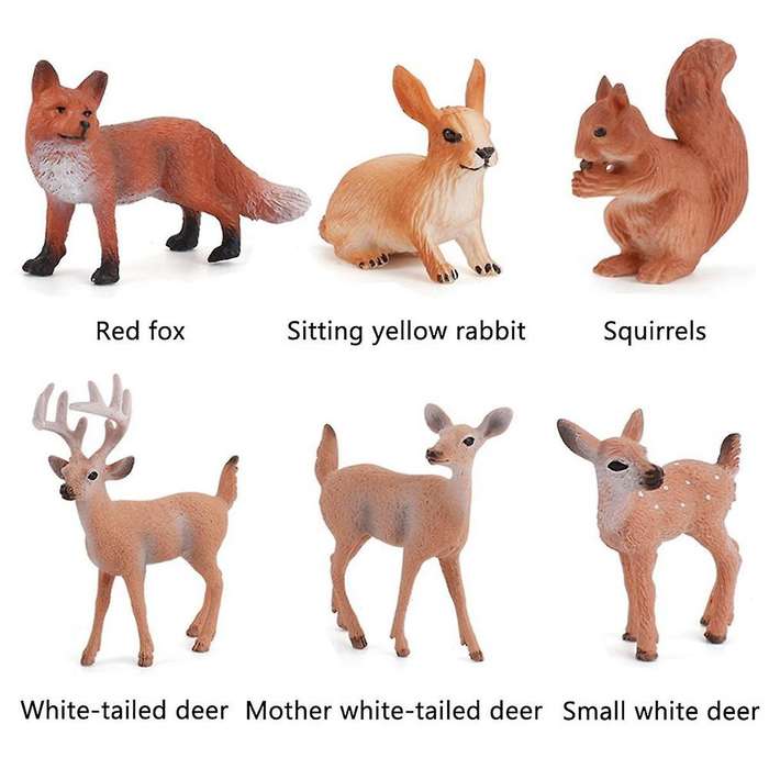 7Pcs Animal Figurine Animals Woodland Creatures Figurines Miniature Toys Cake Toppers Home Decor Acc