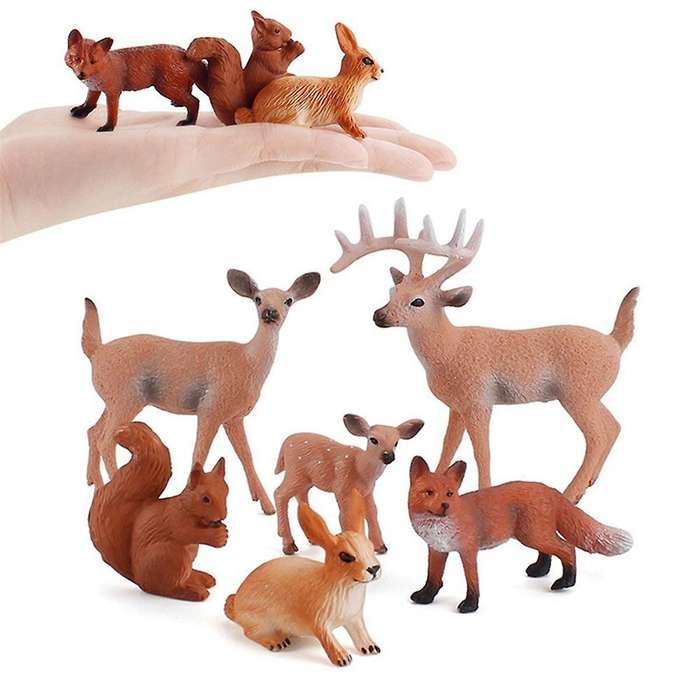 7Pcs Animal Figurine Animals Woodland Creatures Figurines Miniature Toys Cake Toppers Home Decor Acc