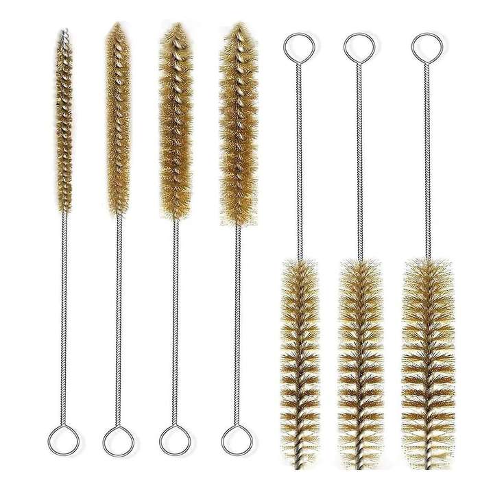 7Pcs Brass Wire Tube Brushes Bottle Brush Set,Wire Brushes for Cleaning,Wire Pipe Cleaner Bore Brush