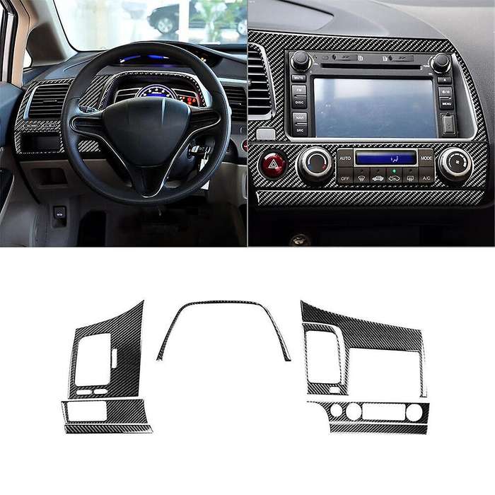 7pcs Carbon Fiber Interior Dashboard Cover Trim for 8th 2006-2011