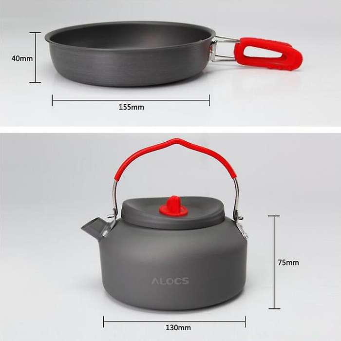 7Pcs Outdoor Camping Hiking Picnic Cookware Set with Frying Pan Pot Kettle Sets Fold Camping Hiking