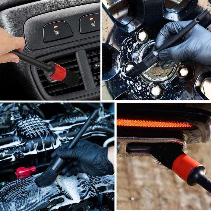7Pcs Wheel & Tire Brush Car Detailing Kit Wash Detail Brush for Cleans Dirty Tires & Releases Dirt a
