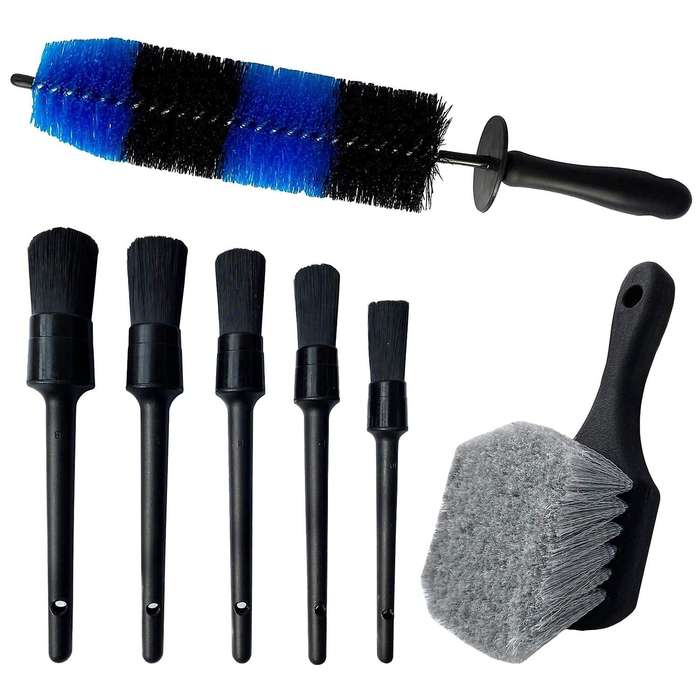 7Pcs Wheel & Tire Brush Car Detailing Kit Wash Detail Brush for Cleans Dirty Tires & Releases Dirt a