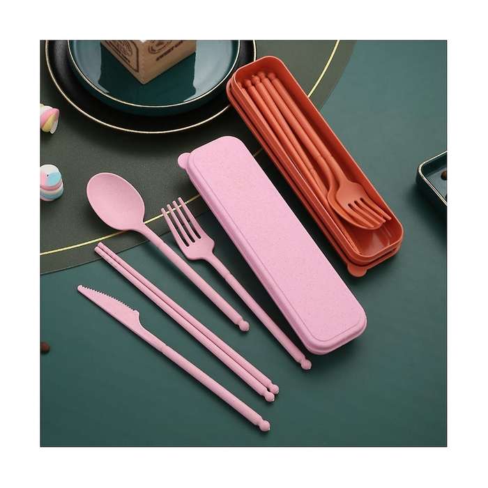 8 Colors Portable Utensils Sets with Case, Reusable Travel Flatware Set, Spoon Fork Knife Chopstick