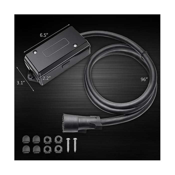 8 Foot 7 Pin Trailer Plug Wiring Harness 7 Way Rv Trailer Cord Wire with 7 Gang Waterproof Junction