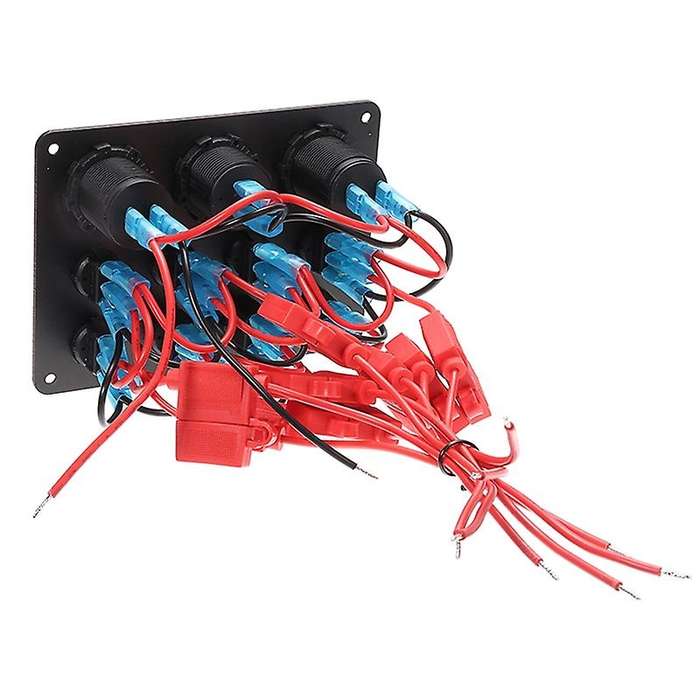 8 Gang Marine Boat LED Circuit Breaker Toggle Switch Panel with Digital Voltmeter Dual USB Port for