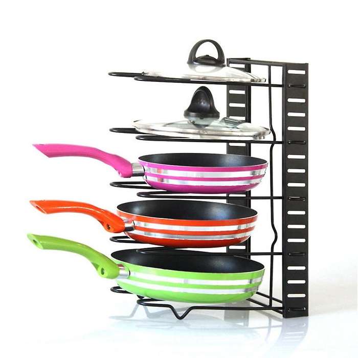 8 Layer Pan Shelf Kitchen Storage Organize Lid Rack Pot Stand Cookware Holder Dish Drainer Shelves