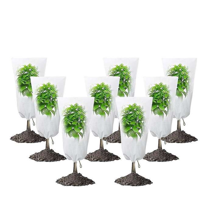 8 Pack Fruit Protection Bags with Drawstring, Garden Netting Plant Covers, 3.3 Ft X 2.6 Ft for Veget
