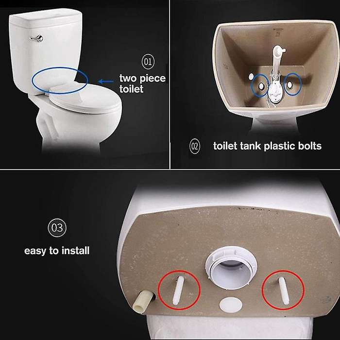 8 Pack Toilet Tank Plastic Bolts M10 Tank to Bowl Bathroom Toilet Repair Kits Fitting Screws and Sea