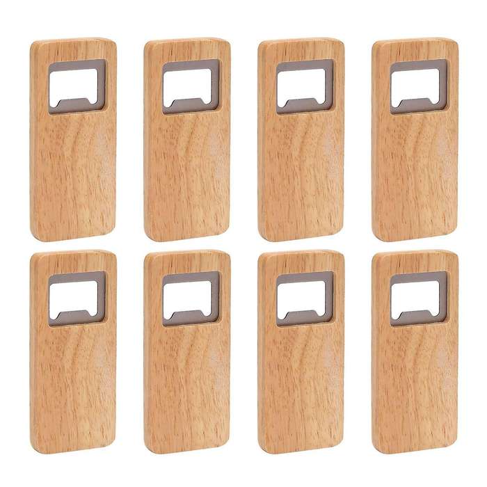 8 Pack Wood Beer Bottle Opener Wooden Handle Corkscrew Stainless Steel Square Openers Bar Kitchen Ac