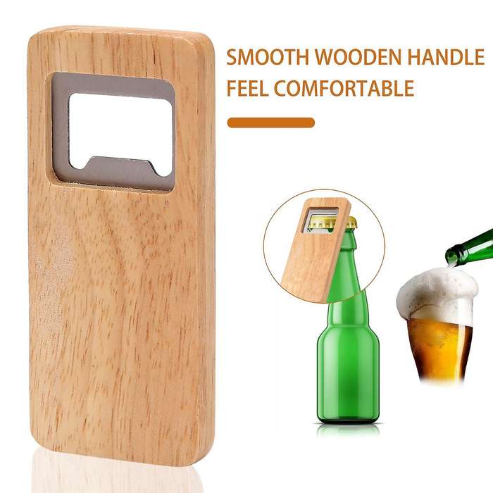 8 Pack Wood Beer Bottle Opener Wooden Handle Corkscrew Stainless Steel Square Openers Bar Kitchen Ac