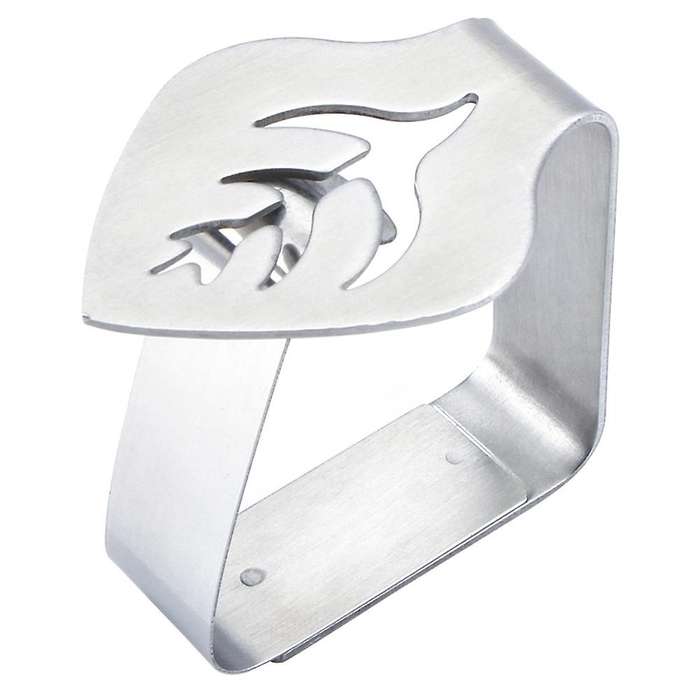8 Pcs Silver Stainless Steel Tablecloth Clip Leaf-shaped Table Fixing Clip Thickened Non- Tableclot