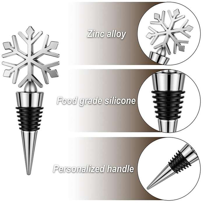 8 Pcs Snowflake Wine Stopper Reusable Wine Bottle Stopper Decorative Wine Stoppers Wine and Beverage