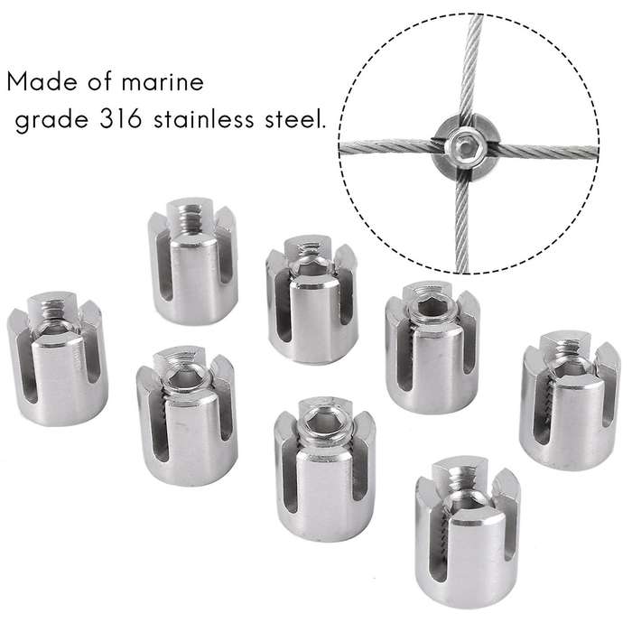8 Pcs Stainless Steel Wire Rope Green Wall Trellis Fitting Clip 3mm Wire