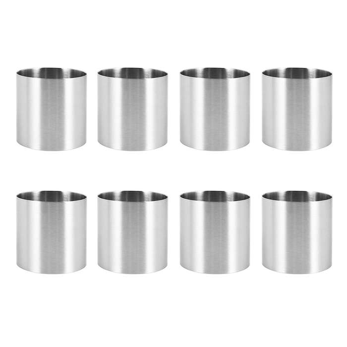 8 Pieces Stainless Steel Mousse Rings Round Biscuit Cutter Cake Mold Kitchen Baking Pastry Tool for