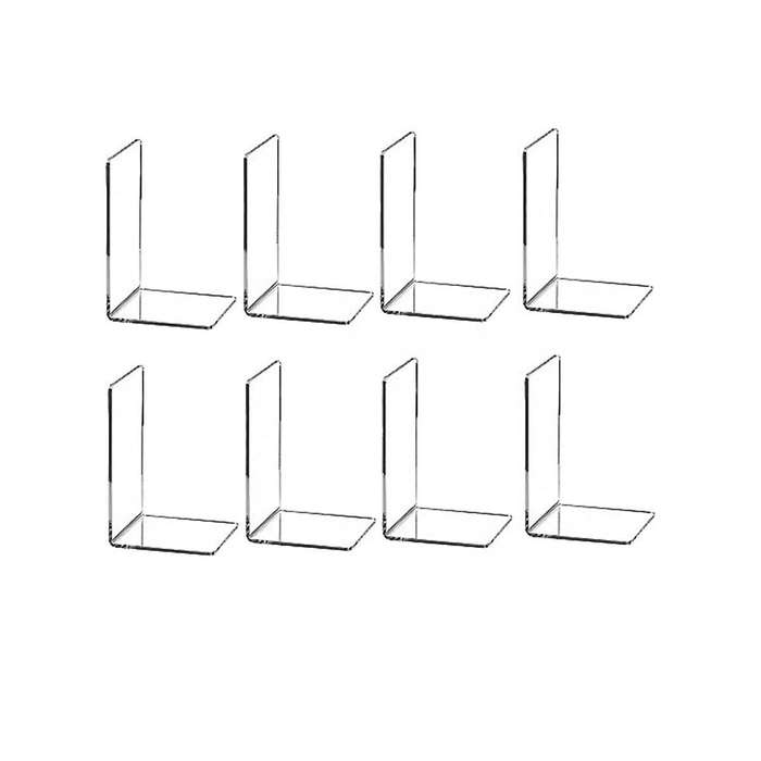 8 Transparent Bookends Acrylic Bookshelf L-shaped Bookend Picture Book Album Compartment Board Stora