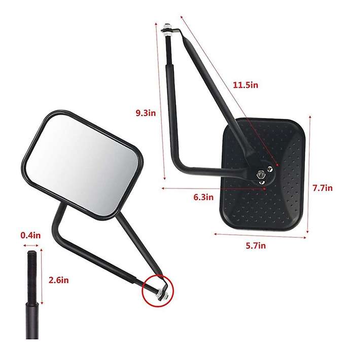 8.6 Inch Door Rearview Mirror Offroad Adjustable Side Mirror for Wrangler CJ YJ TJ JK JL RR Style