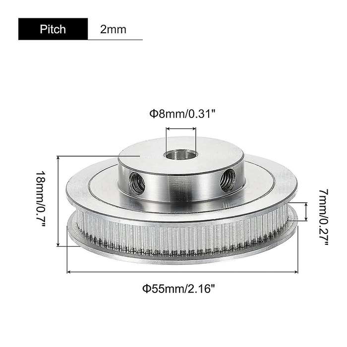 80 Teeth 8mm Bore Timing Pulley, Synchronous Wheel Silver with Screw for 3D Printer Belt