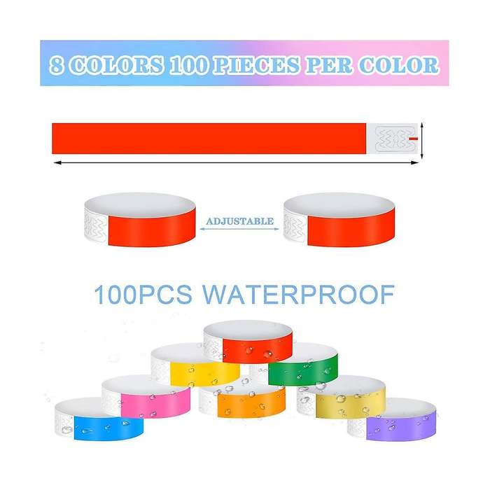 800pcs Waterproof Hand Bands Wrist Bands for Events Concert Adhesive for Party 8 Colors