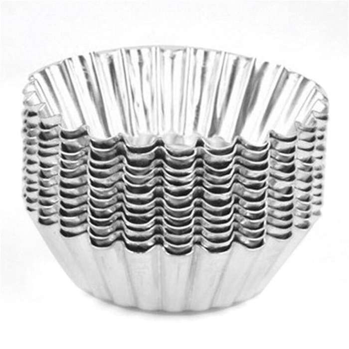 80PCS Silver Tone Aluminum Egg Tart Mold Mould Makers Cupcake Cake Cookie Mold Lined Mould Tin Bakin