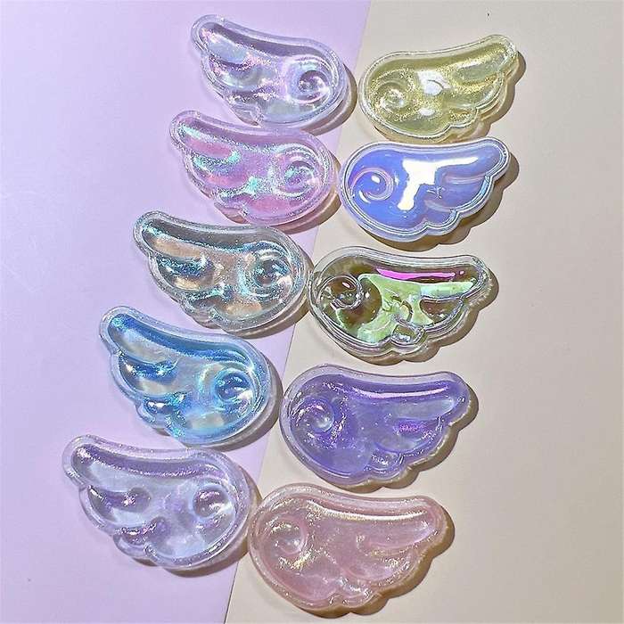 80PCS Cute Colorful Shining Pearl Angel Wing Collection Flat Back Ornament Jewelry Bows Accessories