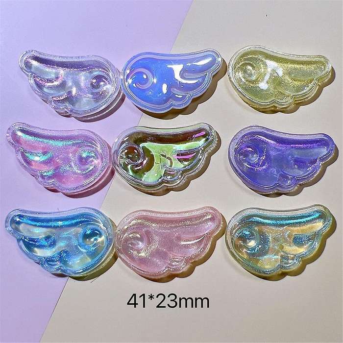 80PCS Cute Colorful Shining Pearl Angel Wing Collection Flat Back Ornament Jewelry Bows Accessories