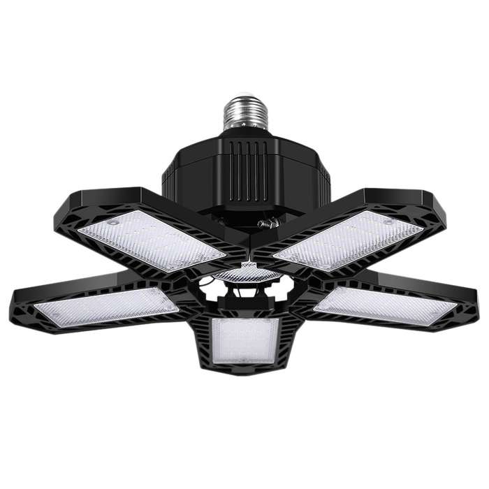 80W LED Five Leaf Garage Light Foldable Garage Ceiling Lamp 8000LM Deformation Basement Adjustable H