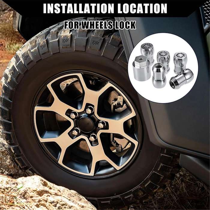 82215711 Wheel Lock Locking Lug Nut Kit with Key for Wrangler Jl 2018-2024 2020-2024
