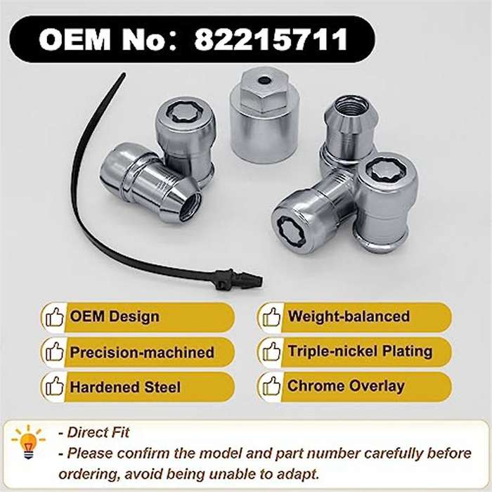 82215711 Wheel Lock Lug Nuts Set M14 X 1.5,compatible with 2018-2023 Wrangler and 2020-2023, Anti-th