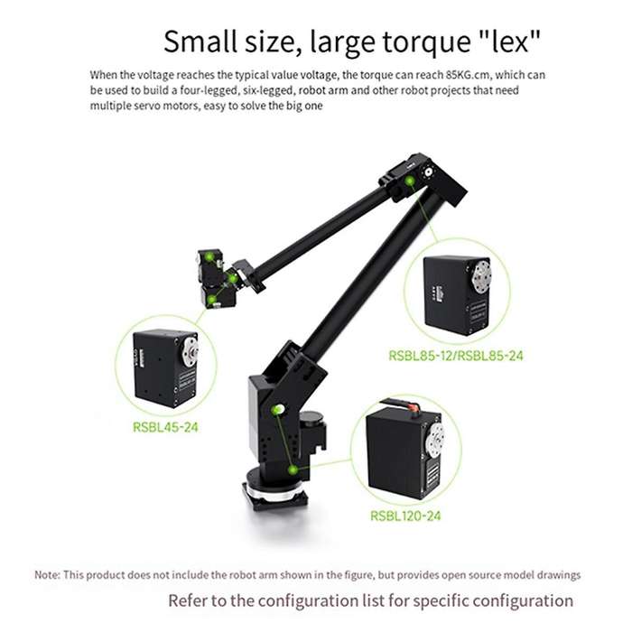85KG.cm Motor Aluminum Alloy High Precision High Torque Programmable 360 Magnetic Encoder RS485 Serv