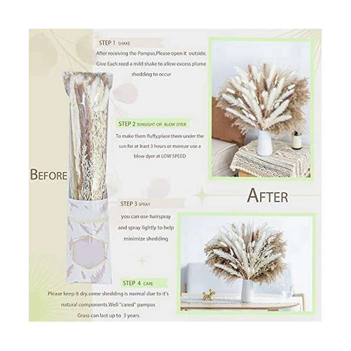 86pcs Natural Dried Pampas Grass, Phragmites, Dried Flowers, Bouquet for Wedding Flower Arrangement