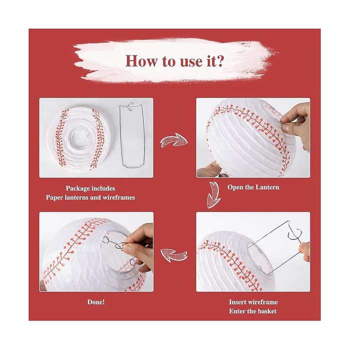 8inch Baseball Paper Lanterns Sports Team Party Baseball Hanging Lantern Softball Party Decorations