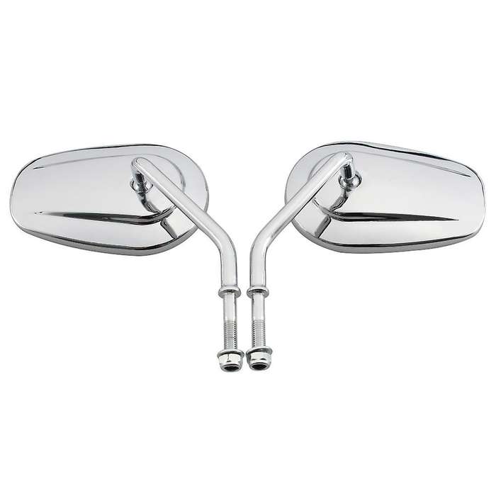 8mm Chrome Motorcycle Mirrors Long Stem for Road Street Glide Road Glide Softail 1982-2020