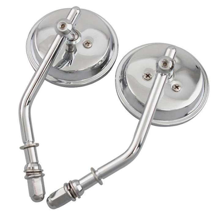 8mm Chrome Motorcycle Mirror Short Stem 3Inch Round Rearview Mirror for Chopper Old School 1982-2018