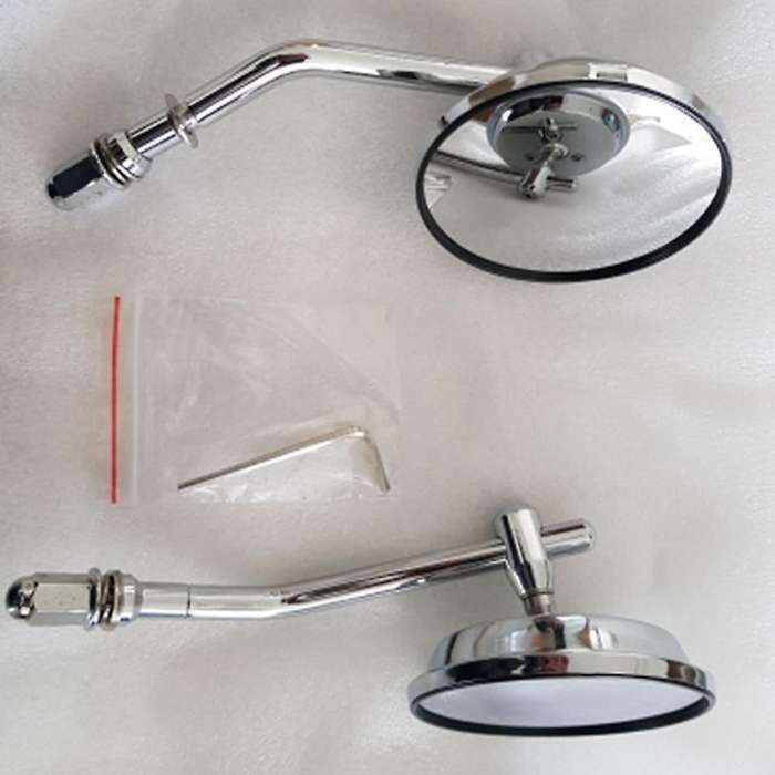 8mm Chrome Motorcycle Mirror Short Stem 3Inch Round Rearview Mirror for Chopper Old School 1982-2018
