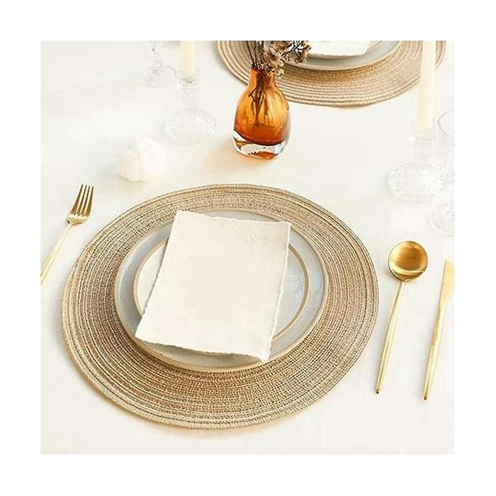 8-pack Round Woven Placemats Heat Resistant Placemats Cotton Yarn Placemats Table Insulation Pad Hou