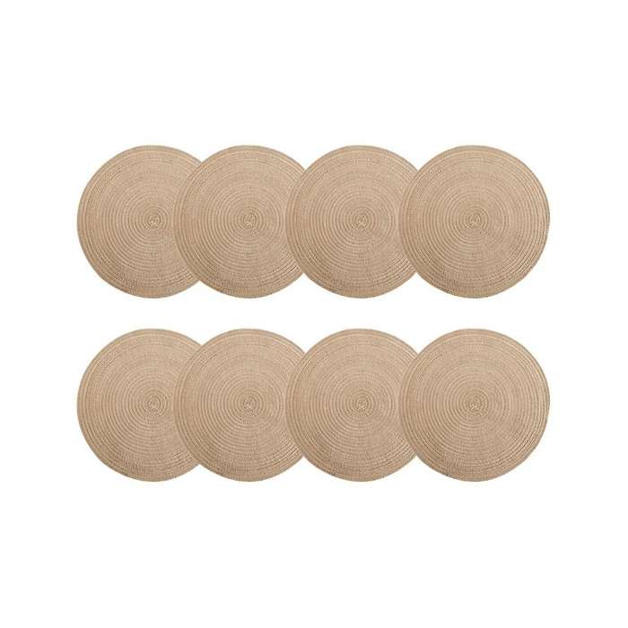 8-pack Round Woven Placemats Heat Resistant Placemats Cotton Yarn Placemats Table Insulation Pad Hou