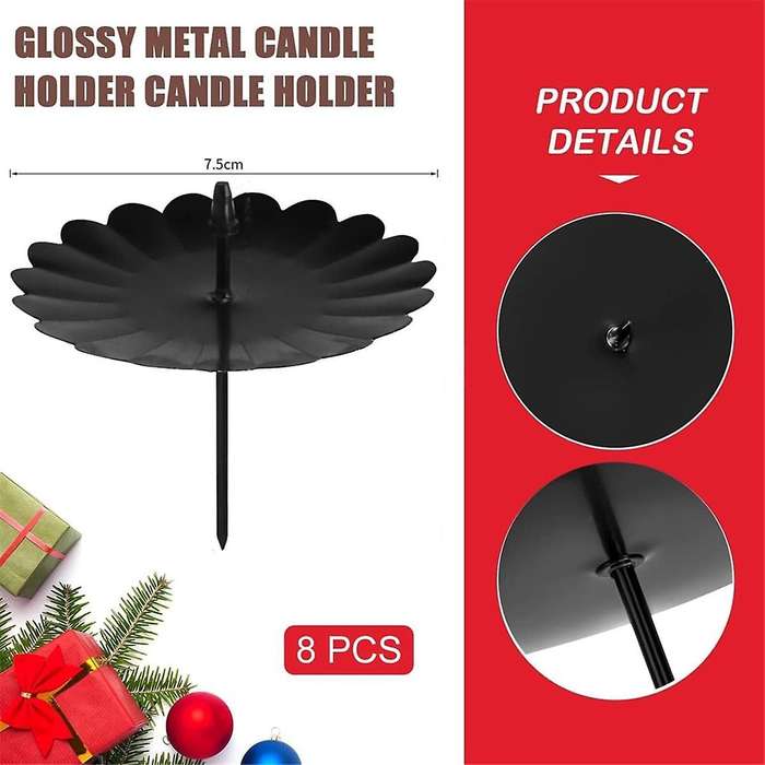 8Pack Wreath Candle Holders 7.5cm, Metal -Candle Holder, Pillar Candles, Taper Candle Wreath for Plu