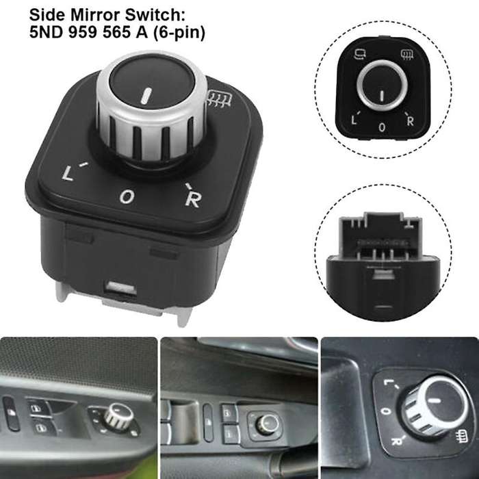 8Pcs Car Rearview Mirror Headlight Window Control Switch Knob Kit for B6 Golf 5ND 959 855
