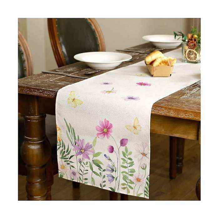 8pcs Flower Butterfly Spring Table Runner, Seasonal Summer Kitchen Table Decoration Indoor Holiday