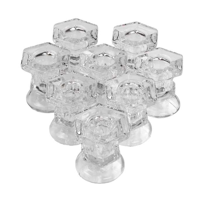 8pcs Glass Candle Holders Wedding Candlestick Fine Transparent Crystal Glass Candle Stand Dining